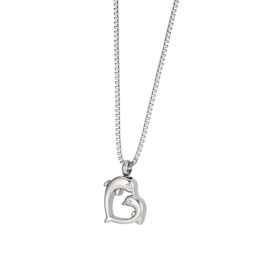 Dolphin Heart Cremation Urn Pendant